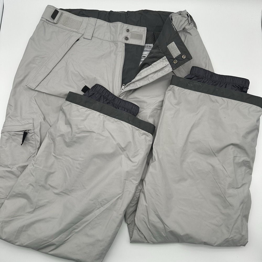 Columbia Titanium Omni-Tech Ski Pants Mens Large Gray Cargo Snowboarding Nylon